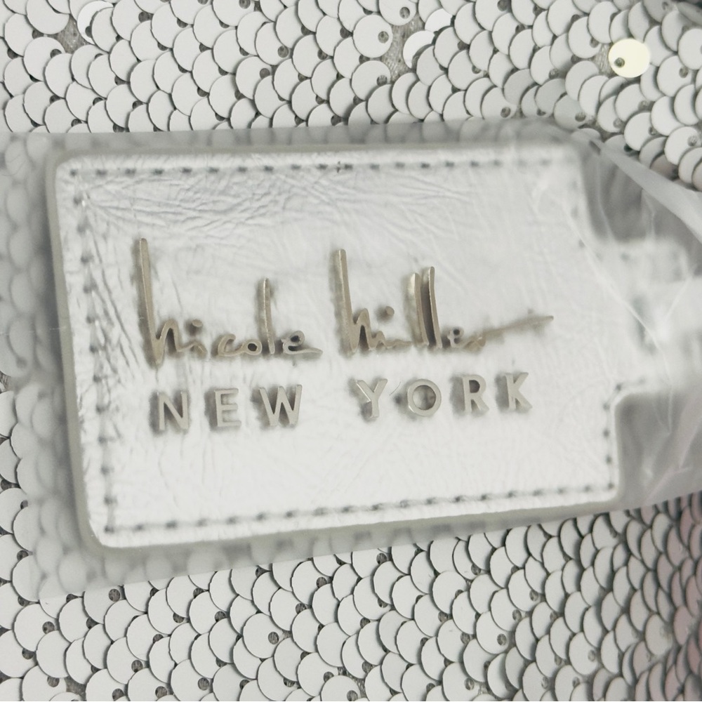Nicole Miller - Silver Sequin Shoulder Bag Adjustable Silver Thick Strap MSRP$60 - Picture 5 of 12